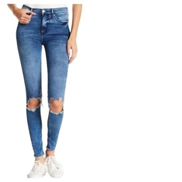 Free People High-Rise Ripped Knee Skinny Jeans - Picture 1 of 10